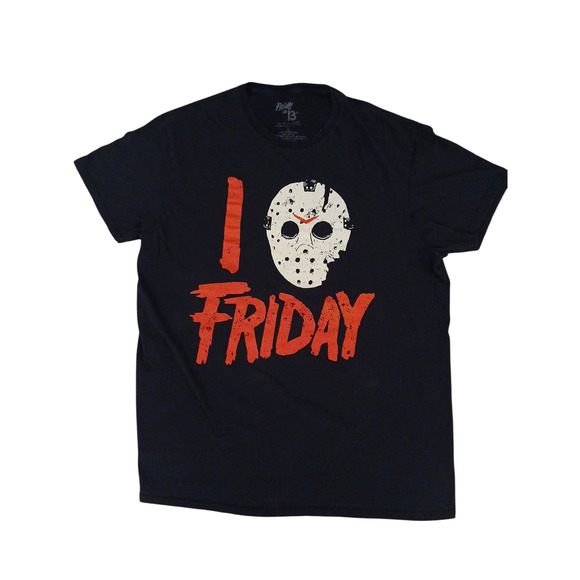 Friday The 13Th Jason Mask T-Shirt Men’s Sz L Black Graphic Scary Halloween Fear - Picture 4 of 10